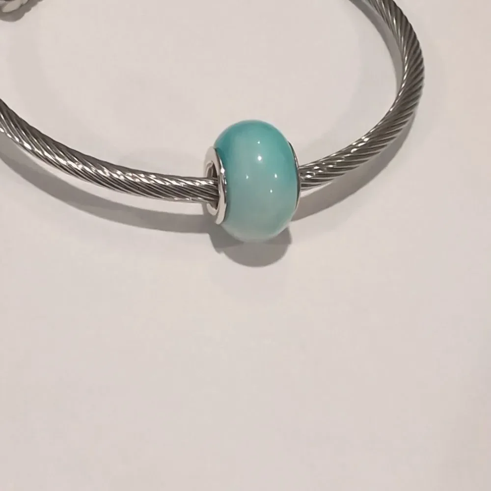 Silver Blue and White Charm for Pandora‎ Style Bracelet